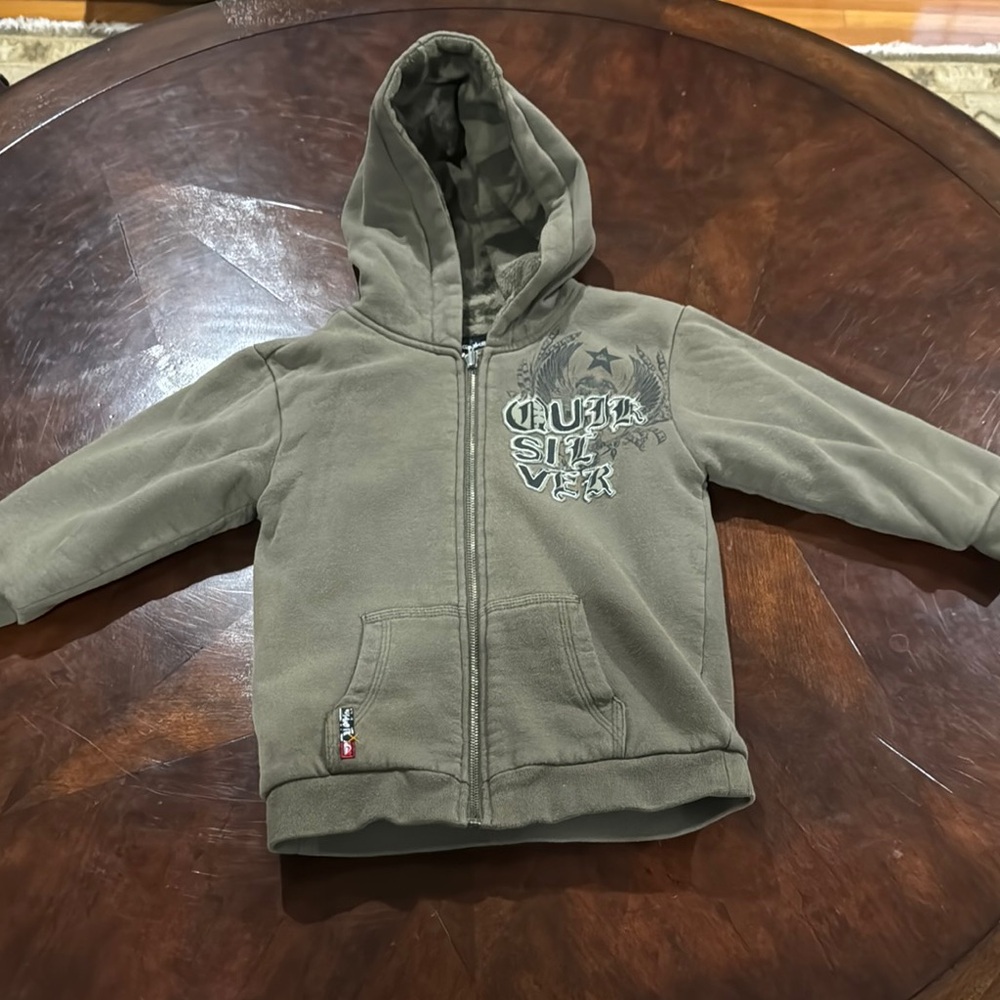 Quiksilver Green Hooded Sweatshirt with Zipper